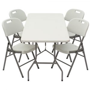 Zahradní cateringový set - bílý stůl 180 cm + 4 židle