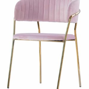 Velurové křeslo Glamour VELVET se zlatými nohami - pudrově růžová