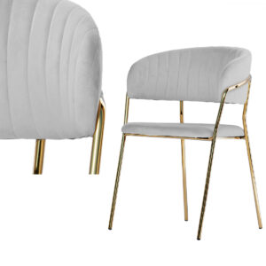 Židle Glamour VELVET s pozlacenými nohami - šedé