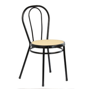 Klasická kuchyňská vintage židle z kovu - černá s proutím