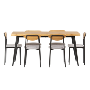 Industriální jídelní set: Stůl 160×80 a 6 židlí