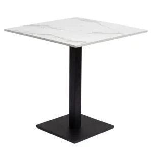 Venkovní zahradní kavárenský stolek bílý 70x70 cm s deskou z mramorové hmoty