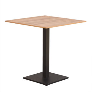 Venkovní zahradní kavárenský stolek 70×70 cm s deskou v imitaci dřeva – světlá barva