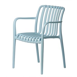 Modrá zahradní židle Aura s prolamovaným designem a područkami