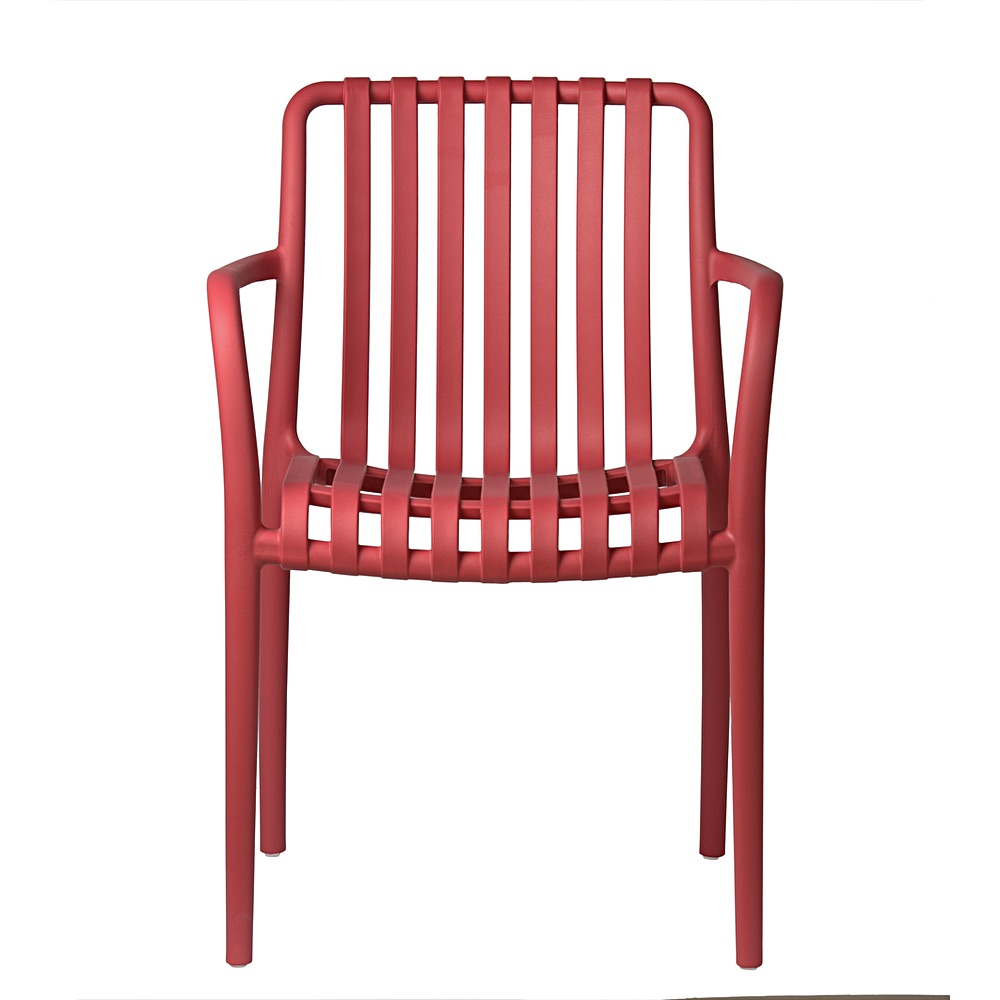Zahradní židle Aura s prolamovaným opěradlem červená s područkami | Banketovynabytekcz | aura-malinowe_0074-1jpg