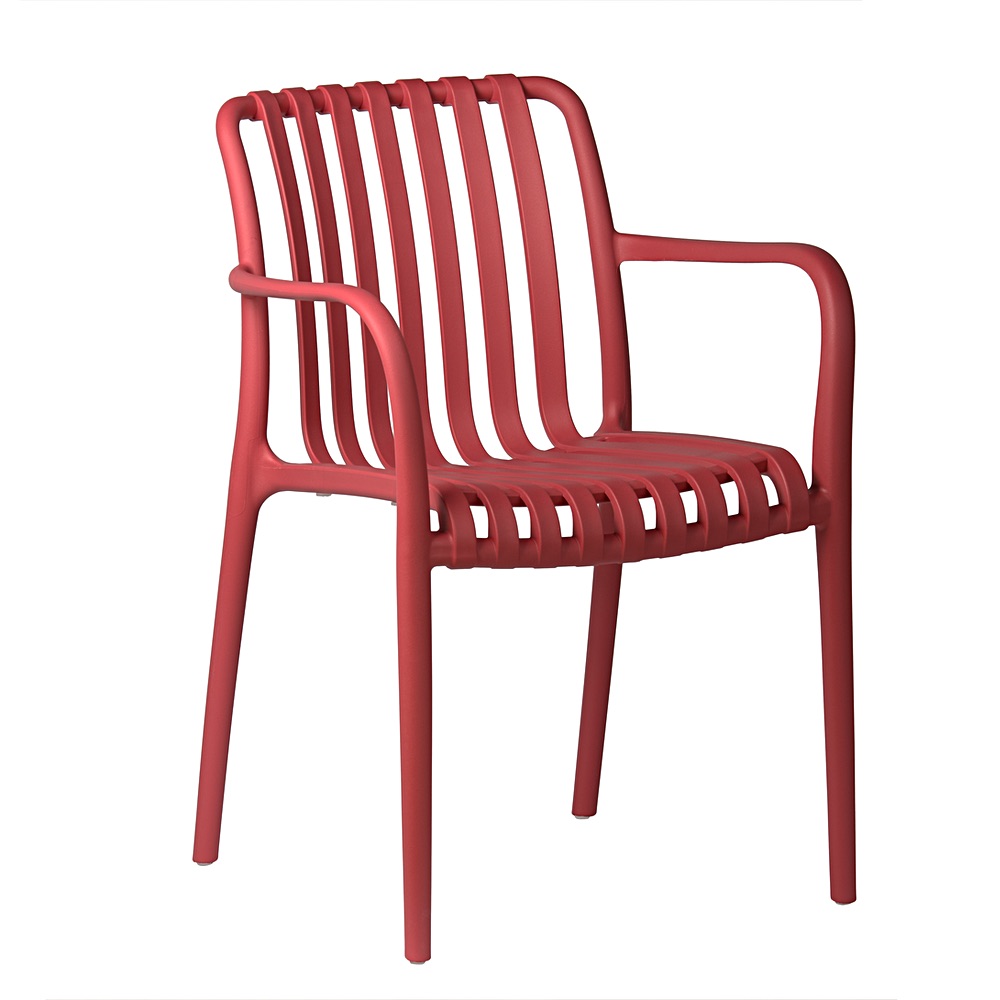Zahradní židle Aura s prolamovaným opěradlem červená s područkami | Banketovynabytekcz | aura-malinowe_0075-3jpg