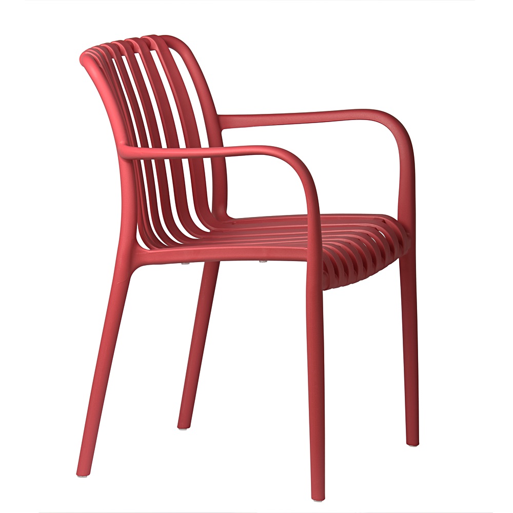 Zahradní židle Aura s prolamovaným opěradlem červená s područkami | Banketovynabytekcz | aura-malinowe_0076-1jpg