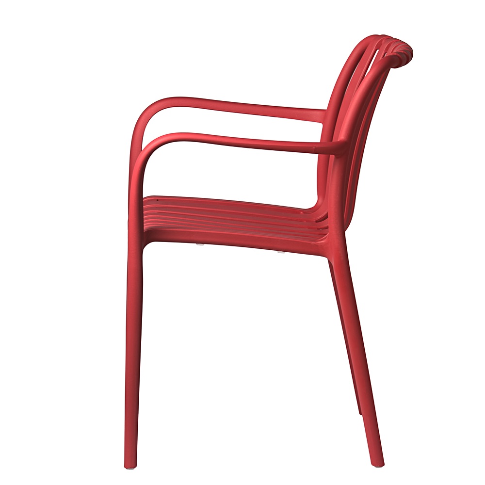 Zahradní židle Aura s prolamovaným opěradlem červená s područkami | Banketovynabytekcz | aura-malinowe_0082-1jpg