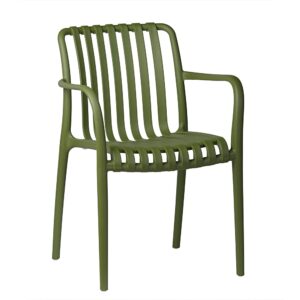 Zelená zahradní židle Aura s prolamovaným opěradlem a područkami
