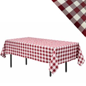 Ubrus „Italská kostka“ 240 × 160 cm, bílý s vínově červenými prvky